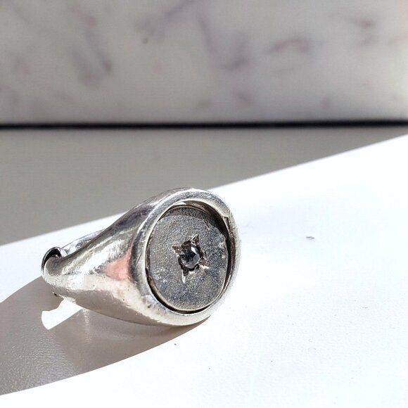 Henson Diamond and Sterling Flip Signet Ring -- Australian - Picture 4 of 10